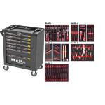 HEBA Tools værktøjsvogn med 7 skuffer og 206 dele 91022