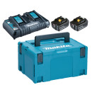 Makita batteripakke m. 2x18V 6,0Ah batterier BL1860 og 1 x dobbelt lynlader 198077-8