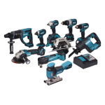 Makita kombo kit med 10 MASKINER DLX1015TJ1 med 3X18V 5.0Ah batterier